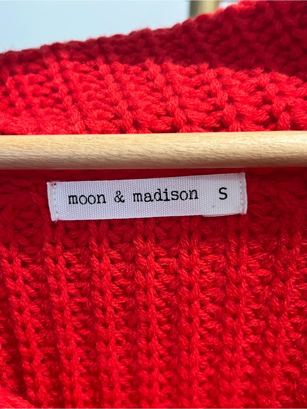 moon & madison Red Off-the-Shoulder Ribbed Sweater - Picture 3 of 5